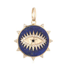 14K Gold Evil Eye On Lapis Diamond Necklace Charm - Charms & Pendants - Izakov Diamonds + Fine Jewelry