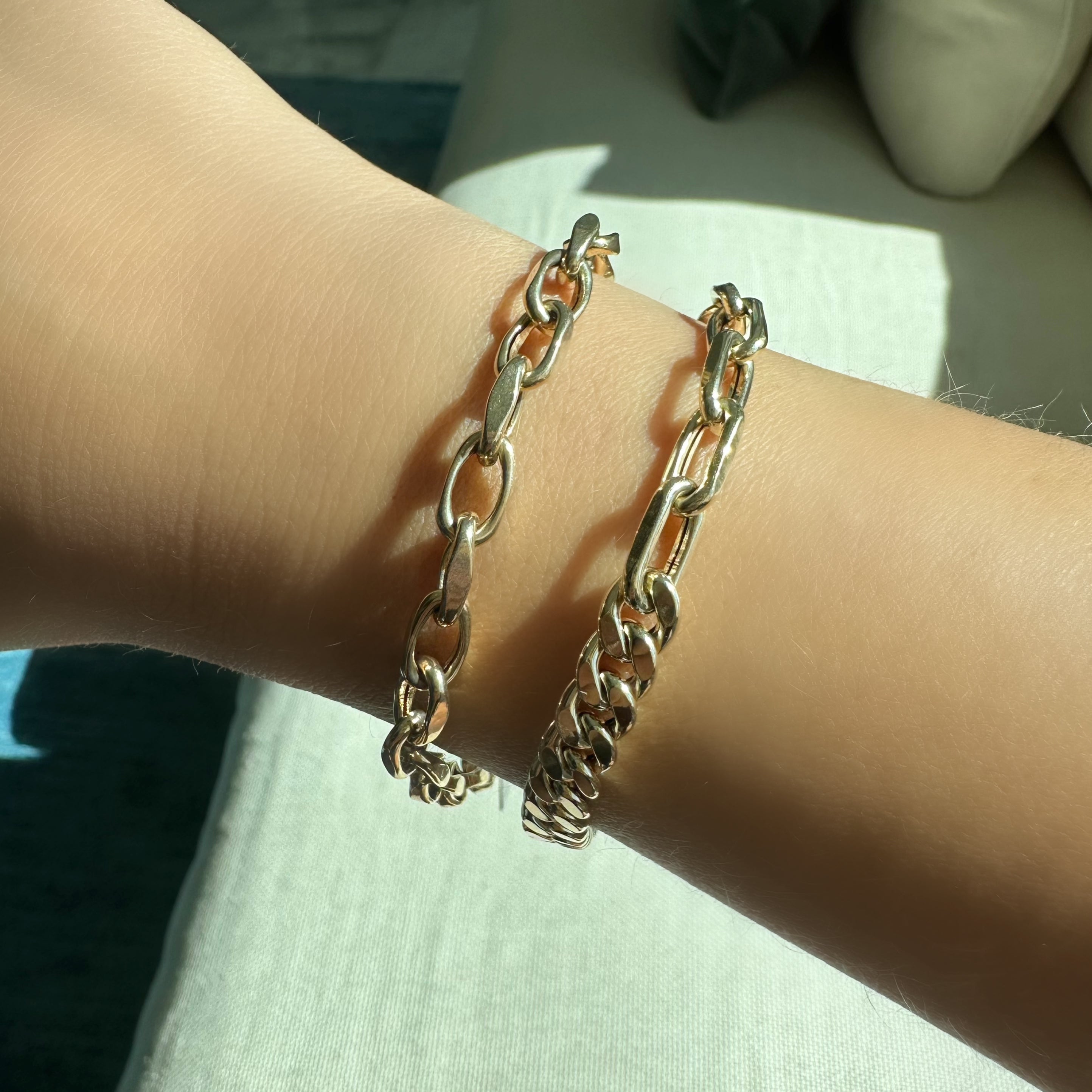 14K Gold Faceted Oval Cable Link Bracelet - Bracelets - Izakov Diamonds + Fine Jewelry