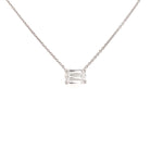 Elegant white gold necklace with a rectangular diamond pendant from our luxury jewelry collection.