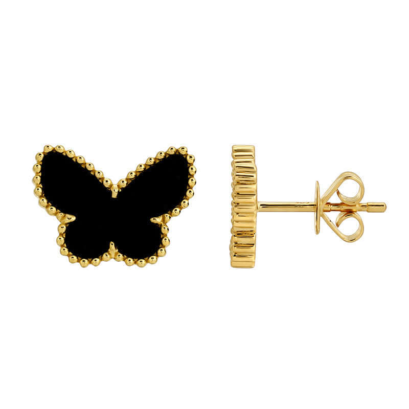 Gold and Black Butterfly Stud Earrings – Elegant Jewelry for Women and Girls from Our Exclusive Collection