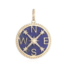 14K Gold Lapis Compass Coin Diamond Necklace Charm Yellow Gold Izakov Diamonds + Fine Jewelry