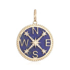 Gold pendant with compass design and blue enamel background from our jewelry collection