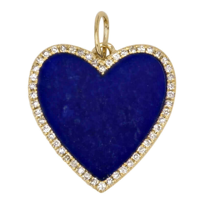 14K Gold Gemstone Heart Diamond Necklace Charm - Charms & Pendants - Izakov Diamonds + Fine Jewelry