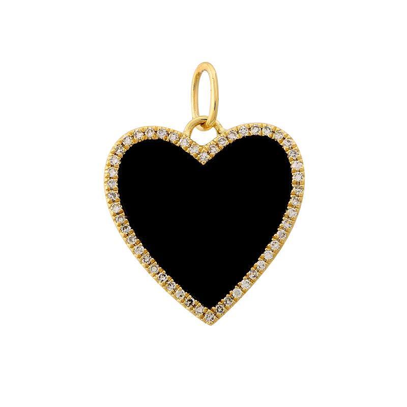 Elegant black heart pendant with gold and diamond accents from our luxury jewelry collection.