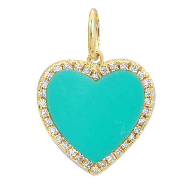 Small popular Turquoise heart pendant with rope border