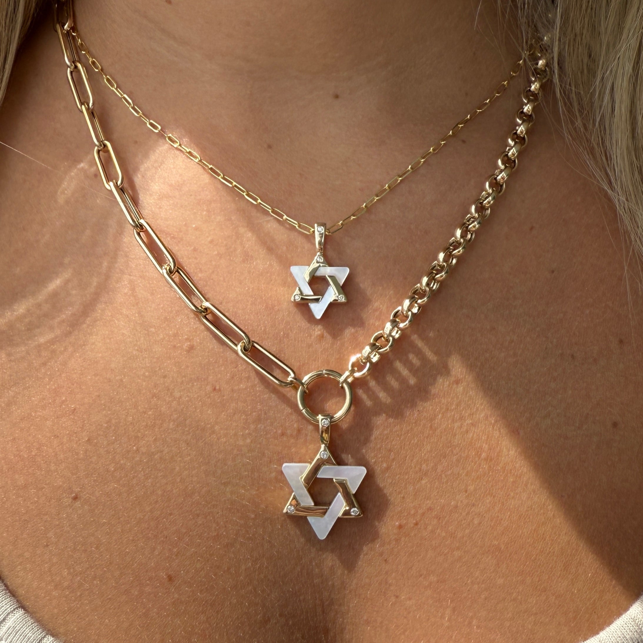 14K Gold Gemstone Star of David Diamond Pendant © Charms & Pendants by Izakov Diamonds + Fine Jewelry | Izakov