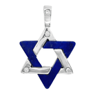 Sterling silver and blue gemstone Star of David pendant with diamond accents from our jewelry collection.