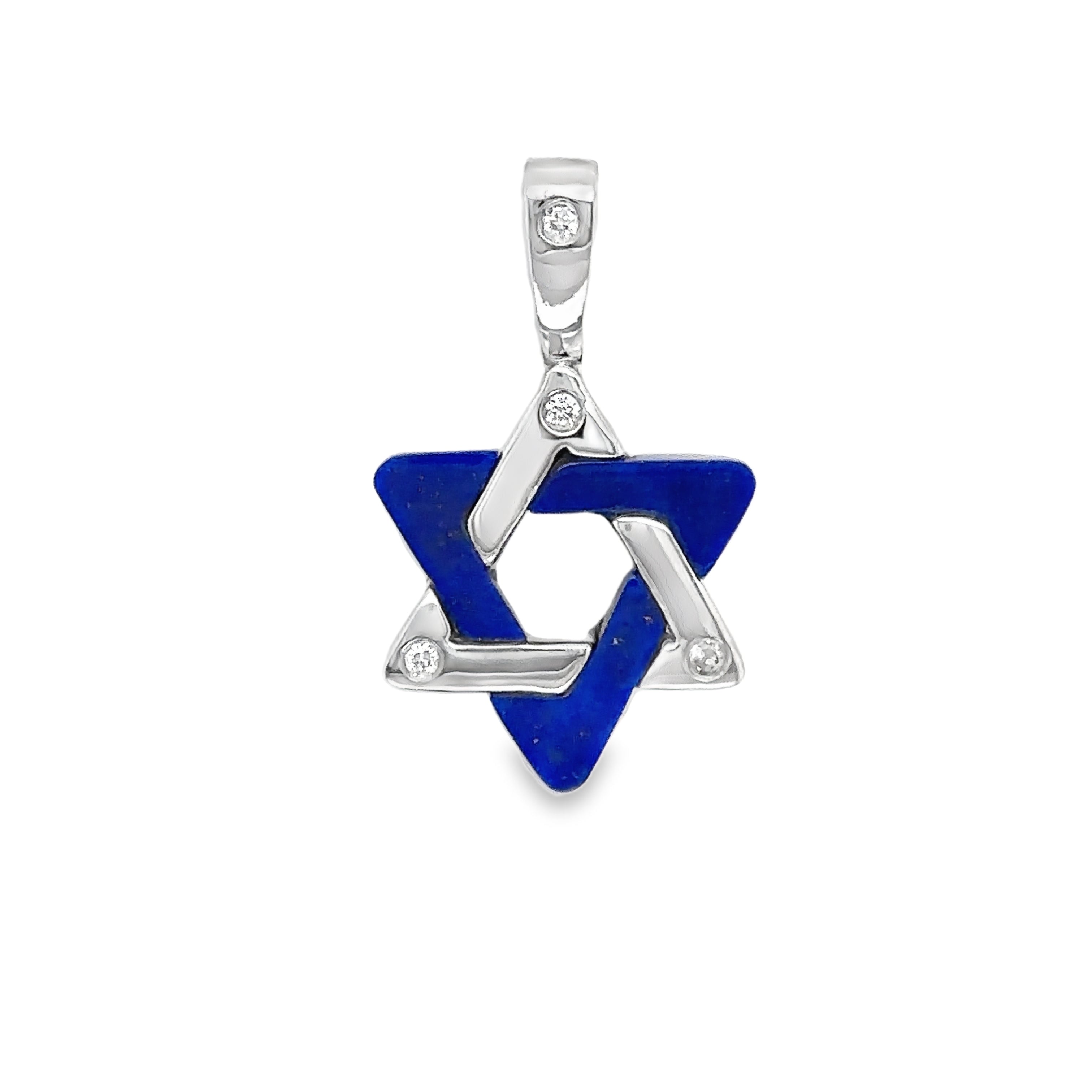 14K Gold Gemstone Star of David Diamond Pendant © White Gold Lapis Small Charms & Pendants by Izakov Diamonds + Fine Jewelry | Izakov