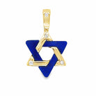 Gold and blue Star of David pendant with diamond accents by our jewelry brand