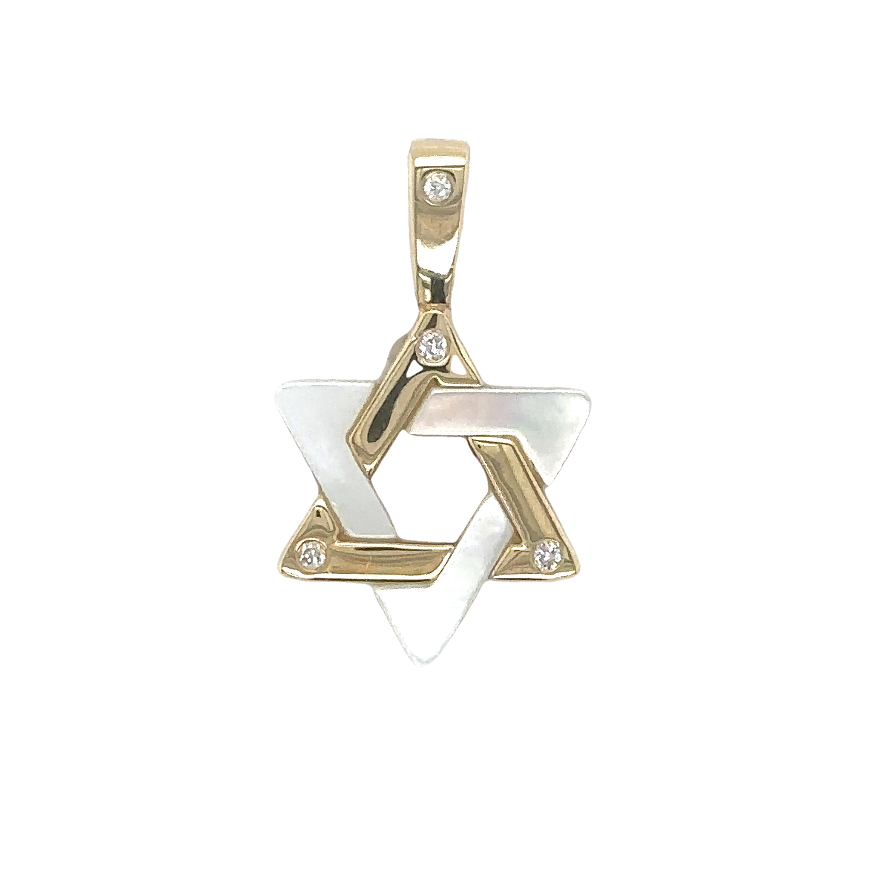 14K Gold Gemstone Star of David Diamond Pendant © Yellow Gold Mother of Pearl Small Charms & Pendants by Izakov Diamonds + Fine Jewelry | Izakov