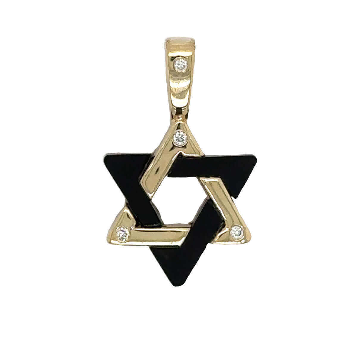 Gold and black Star of David pendant with diamond accents from our unique jewelry collection.