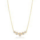 Graduated Bezel Set Diamond Necklace by Izakov Fine Jewelry showcasing five round diamonds in 14K gold.