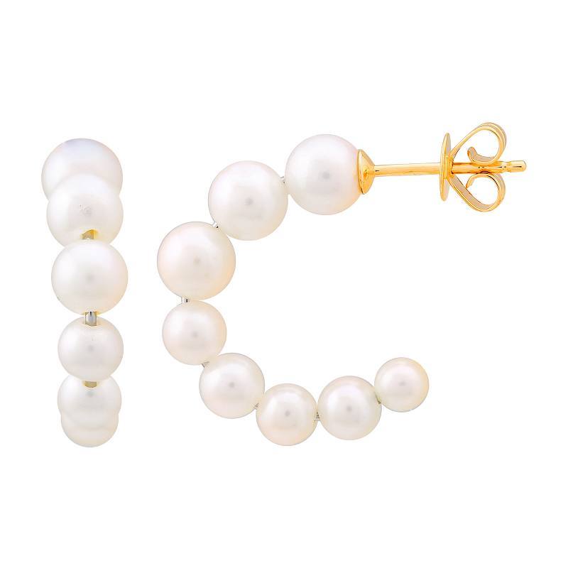 14K Gold Graduated Pearl Hoop Earrings 20mm / Yellow Gold Izakov Diamonds + Fine Jewelry #size_20mm