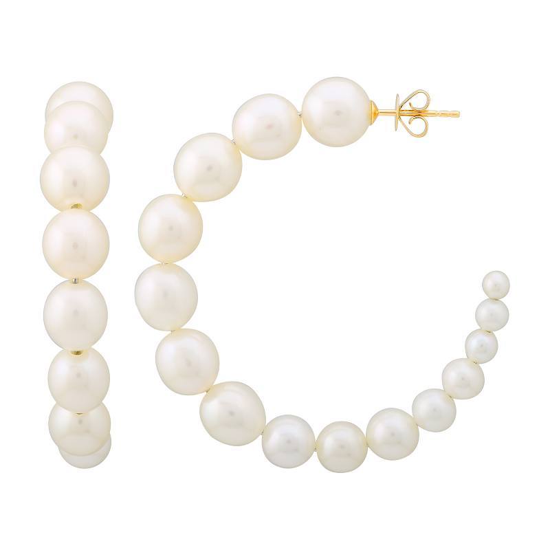 14K Gold Graduated Pearl Hoop Earrings - Earrings - Izakov Diamonds + Fine Jewelry