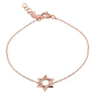 14K Gold Half Pave Diamond Star Of David Bracelet Rose Gold Bracelets by Izakov Diamonds + Fine Jewelry | Izakov
