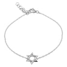 14K Gold Half Pave Diamond Star Of David Bracelet - Bracelets - Izakov Diamonds + Fine Jewelry