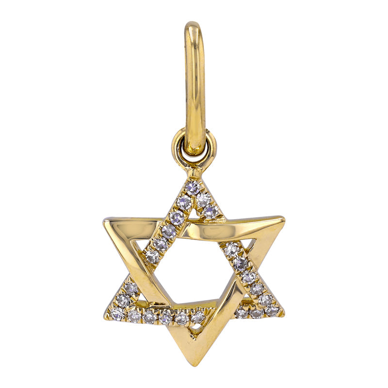 14K Gold Half Pave Diamond Star of David Charm Yellow Gold Charms & Pendants by Izakov Diamonds + Fine Jewelry | Izakov