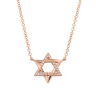 14K Gold Half Pave Diamond Star of David Necklace - Necklaces - Izakov Diamonds + Fine Jewelry