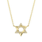 14K Gold Half Pave Diamond Star of David Necklace Yellow Gold Necklaces by Izakov Diamonds + Fine Jewelry | Izakov