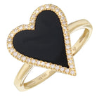 Heart-shaped black onyx and diamond gold ring from our luxury jewelry collection.