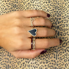 14K Gold Halo Diamond Skinny Heart Gemstone Ring Yellow Gold Rings by Izakov Diamonds + Fine Jewelry | Izakov