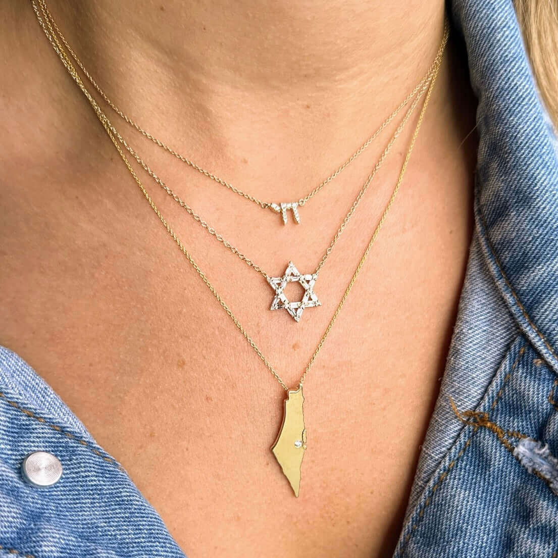 Gold Chai Necklace Hebrew Pendant Jewelry Judaica Jewelry For