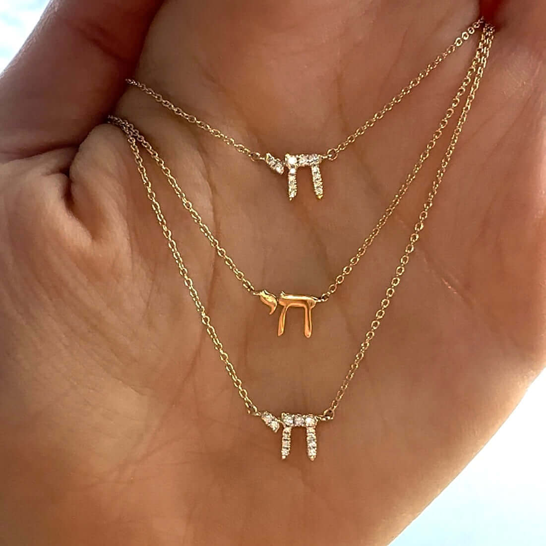 14K Gold Hebrew Chai Necklace - Necklaces - Izakov Diamonds + Fine Jewelry