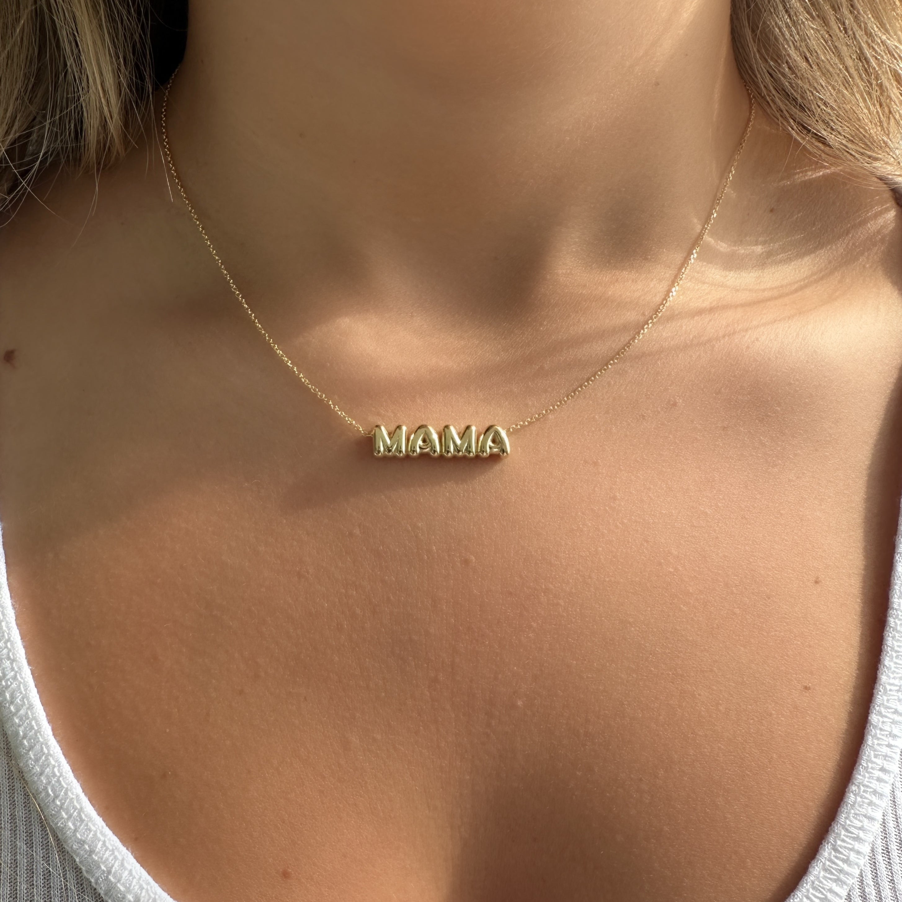 14K Gold Helium Mama Necklace Yellow Gold Necklaces by Izakov Diamonds + Fine Jewelry | Izakov