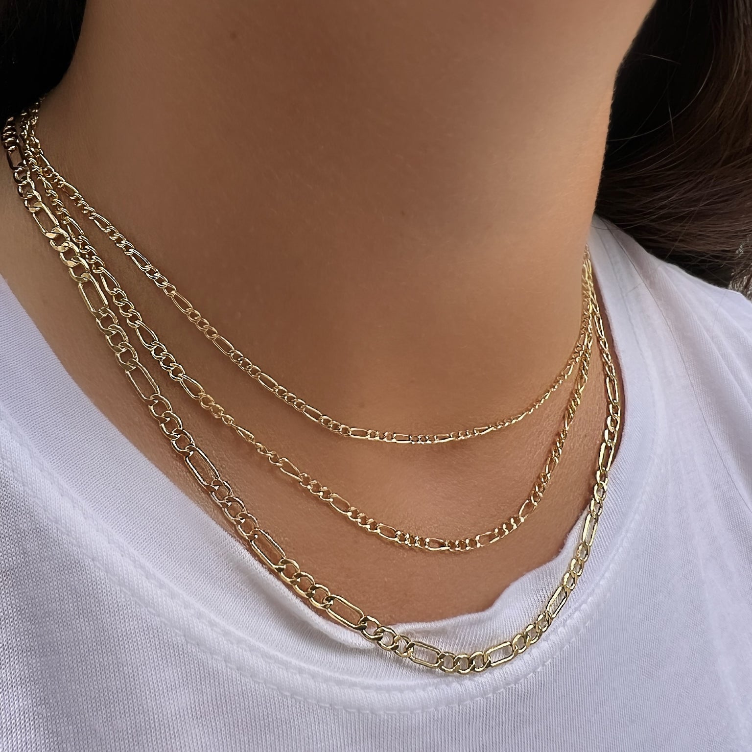 14K Gold Figaro Chain Necklace Yellow Gold Necklaces by Izakov Diamonds + Fine Jewelry | Izakov