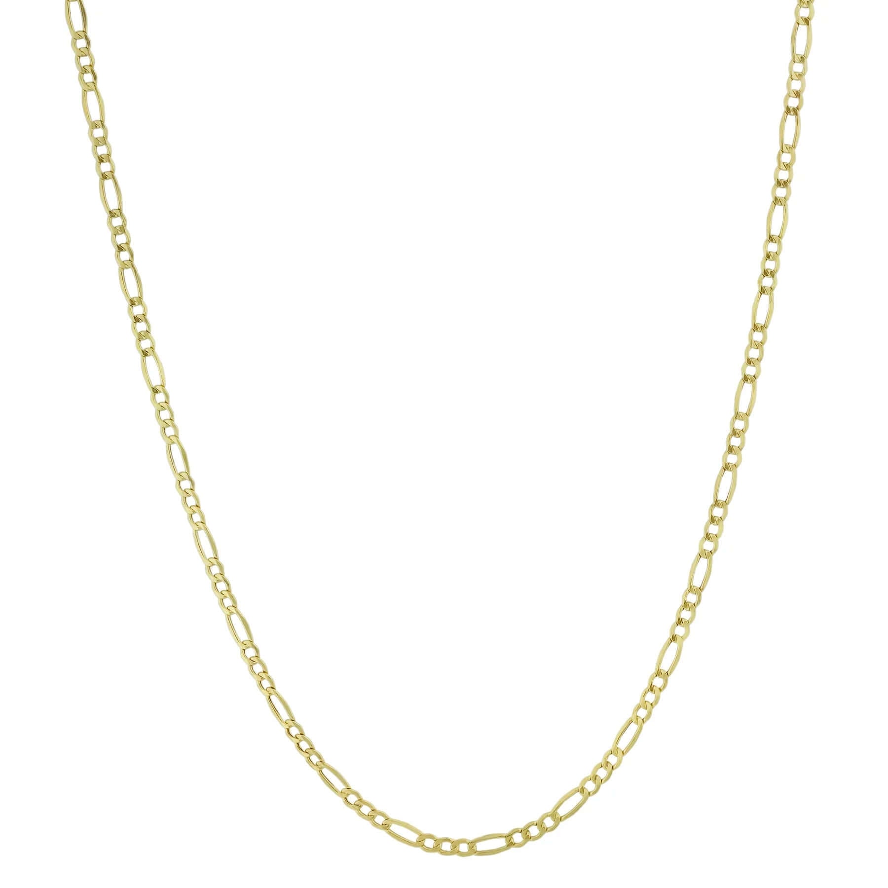 14K Gold Hollow Figaro Chain Necklace - Necklaces - Izakov Diamonds + Fine Jewelry