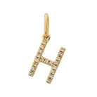 Gold letter "H" pendant encrusted with diamonds from our exclusive jewelry collection.