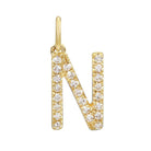 Gold letter N pendant with sparkling diamonds from our luxury jewelry collection