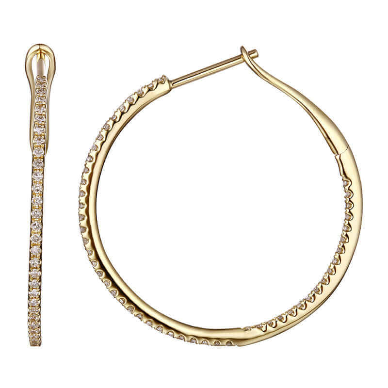 14K Gold Inside-Out Diamond Hoop Earrings