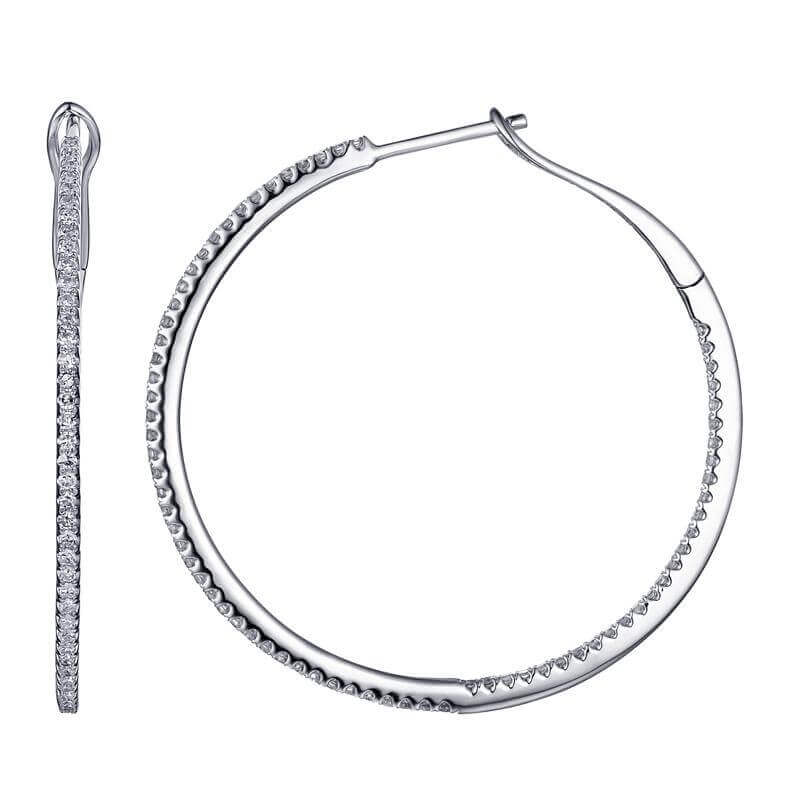 14K Gold Inside-Out Diamond Hoop Earrings - Earrings - Izakov Diamonds + Fine Jewelry