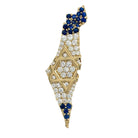 Gold and diamond Israel map pendant with blue gemstones designed by our jewelry brand