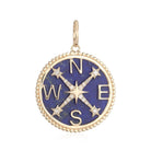 14K Gold Lapis Compass Coin Diamond Necklace Charm Yellow Gold Izakov Diamonds + Fine Jewelry