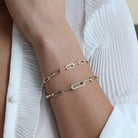 14K Gold Large Micro Pave Diamond Paper Clip Link Chain Bracelet - Bracelets - Izakov Diamonds + Fine Jewelry