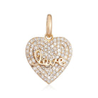 14K Gold Love On Micro Pave Heart Necklace Charm - Charms & Pendants - Izakov Diamonds + Fine Jewelry