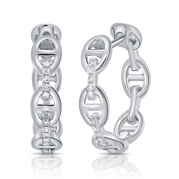 14K Gold Mariner Diamond Links Hoops Pair Earrings by Izakov Diamonds + Fine Jewelry | Izakov