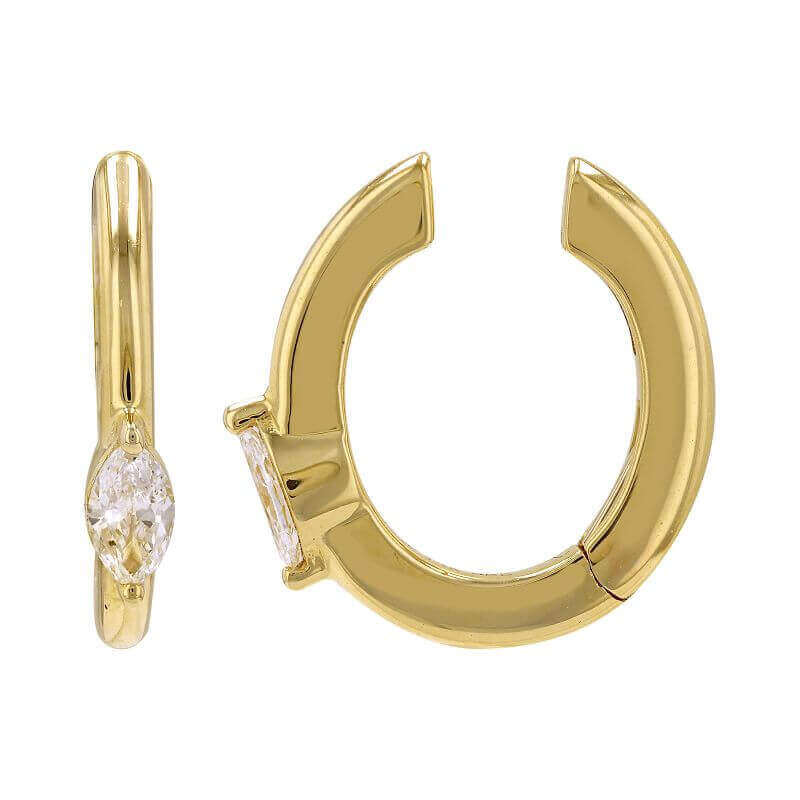 Gold hoop earrings with oval diamond accents from our luxury jewelry collection