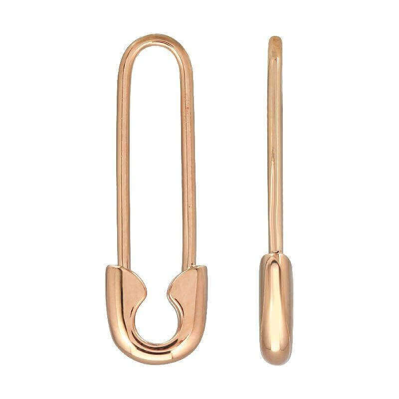 Gold safety pin shaped earrings from our jewelry collection. Simple and elegant design perfect for any occasion.