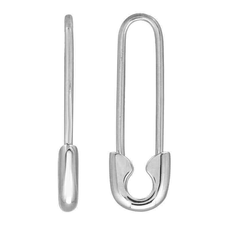 Elegant silver safety pin earrings from our jewelry collection.