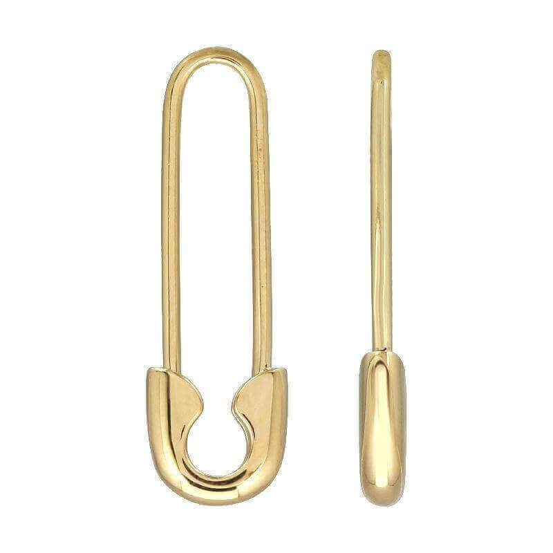 14K Gold Medium Safety Pin Earrings Edgy Timeless – IZAKOV