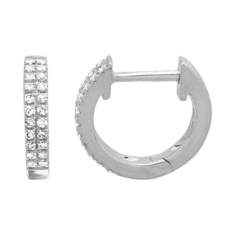 Elegant silver hoop earrings with small embedded diamonds from our jewelry collection.