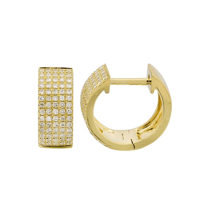 Gold hoop earrings encrusted with sparkling diamonds from our luxurious jewelry collection.