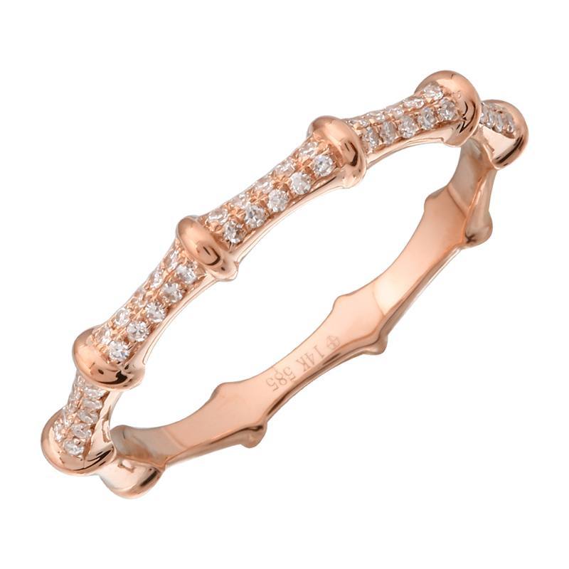 Elegant rose gold diamond studded bamboo ring from our luxury jewelry collection