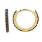 14K Gold Micro Pave Black Diamond Eternity Mini Huggies - Earrings - Izakov Diamonds + Fine Jewelry