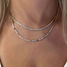 Micro Pave Diamond Bars Pattern Necklace showcasing elegant design with gold and diamond bars.
