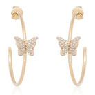 Elegant butterfly hoop earrings with gold finish and sparkling diamonds from our jewelry collection.