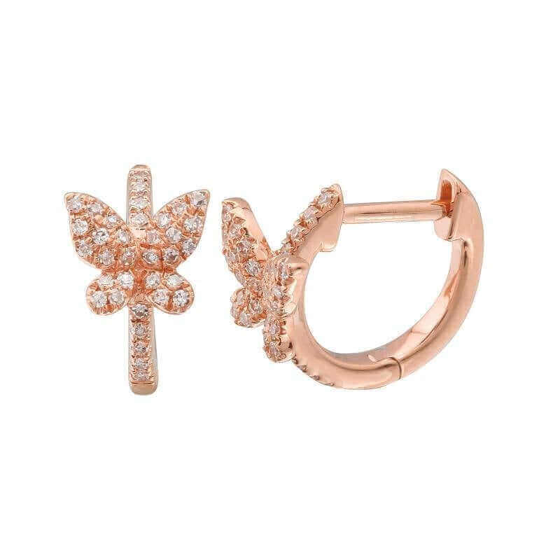 Rose gold butterfly-shaped earrings with sparkling diamonds from our luxury jewelry collection